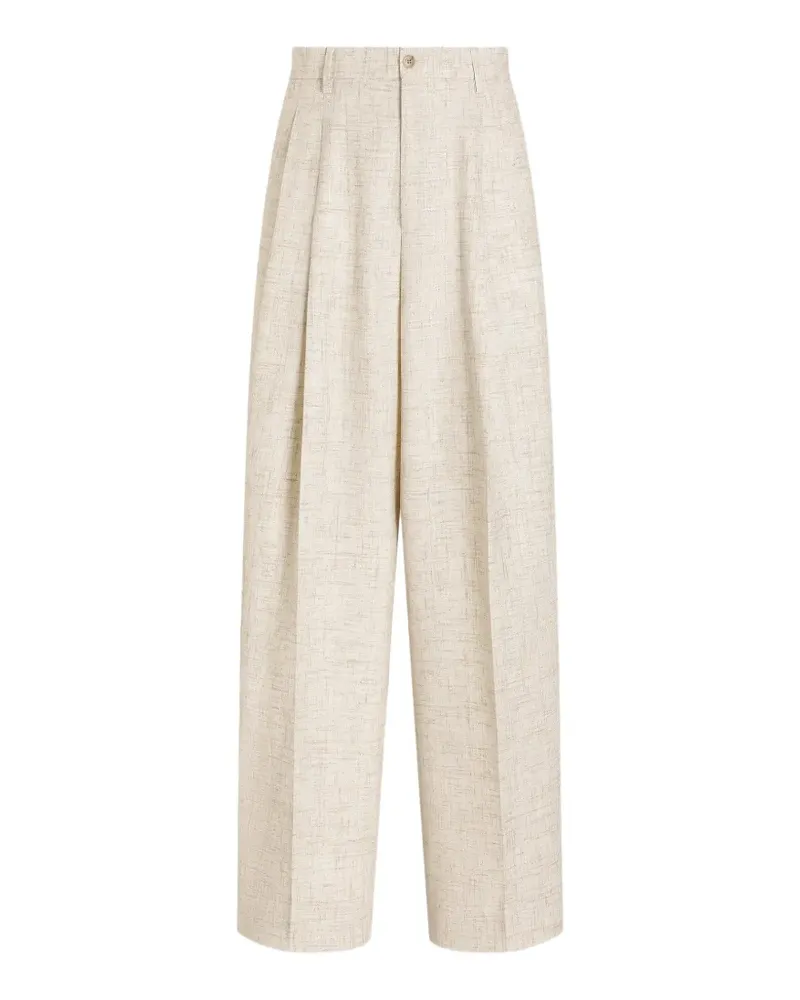 Dolce & Gabbana tweed-effect linen and viscose trousers - Nude Nude
