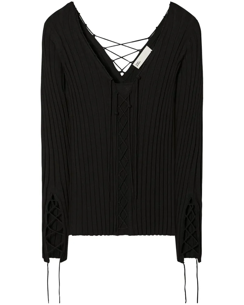 Tory Burch Pullover mit Schnürung - Schwarz Schwarz
