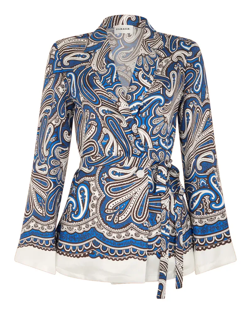 P.A.R.O.S.H. P.A.R.O H. paisley-print tie-waist blazer - Blau Blau