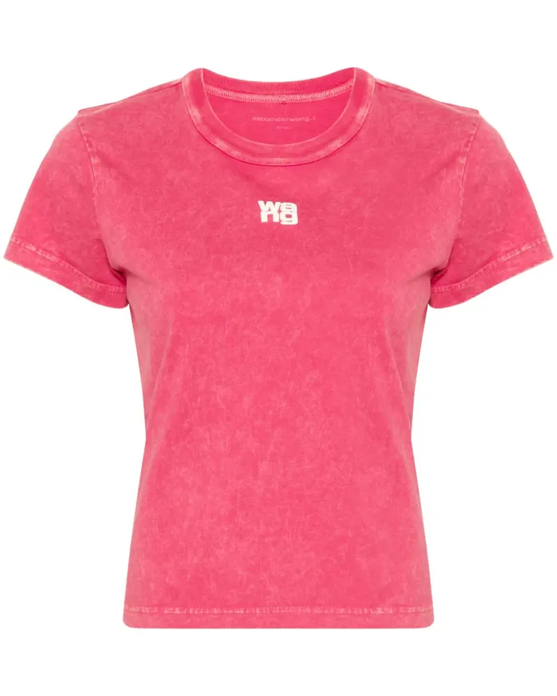Alexander Wang Ausgeblichenes T-Shirt mit Logo-Print - Rosa Rosa