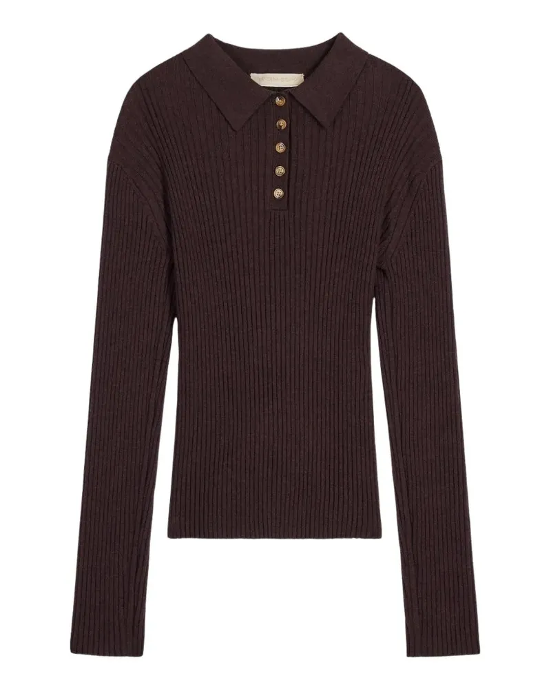 Vanessa Bruno Hoche ribbed-knit long-sleeve polo shirt - Braun Braun