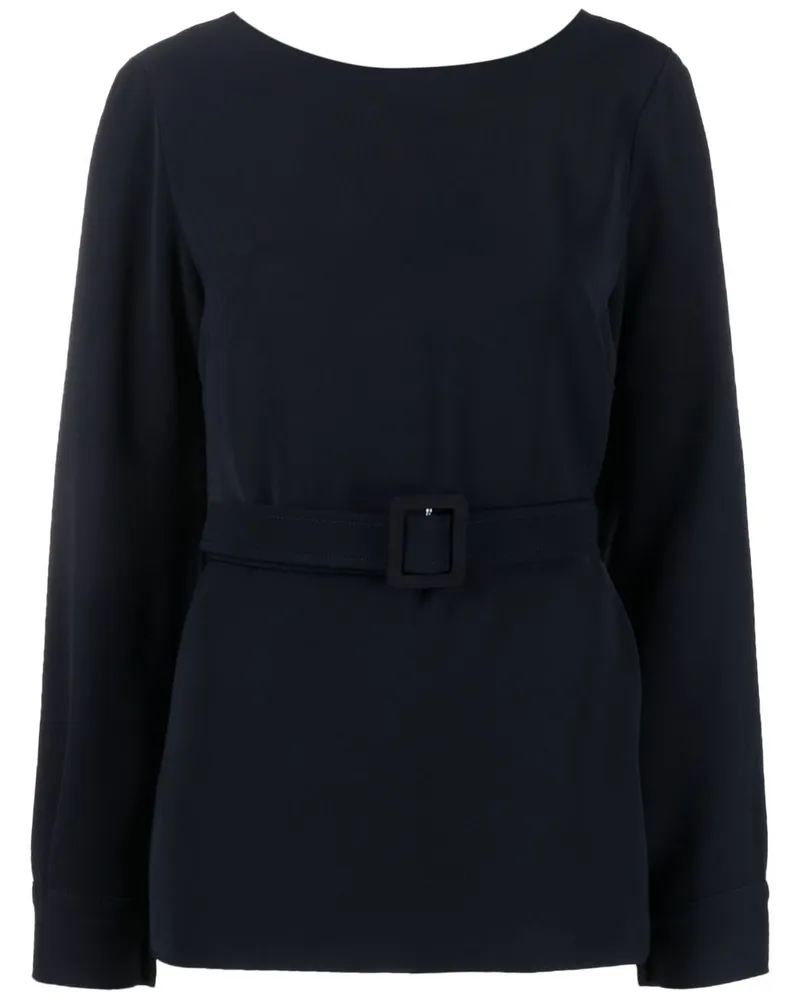 P.A.R.O.S.H. P.A.R.O H. Langarmshirt mit Gürtel - Blau Blau