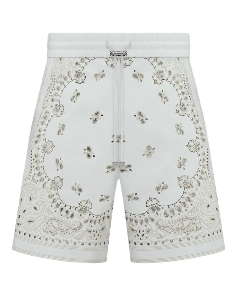 Amiri bandana-print leather shorts - Weiß Weiß