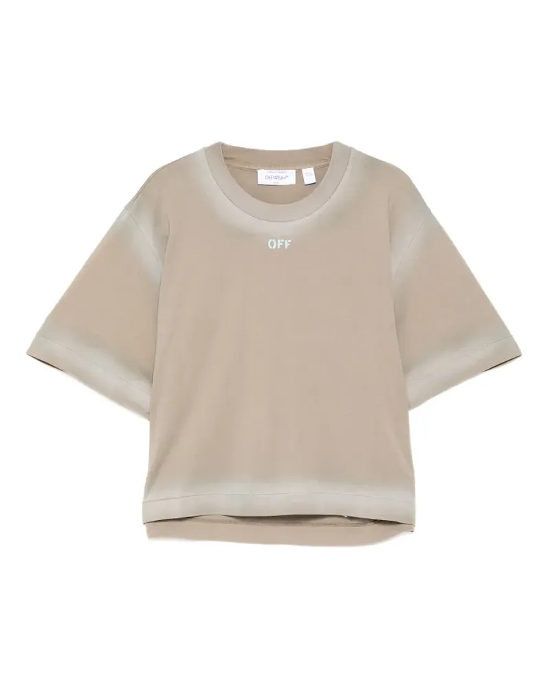 OFF-WHITE spray-effect logo stamped T-shirt - Nude Nude