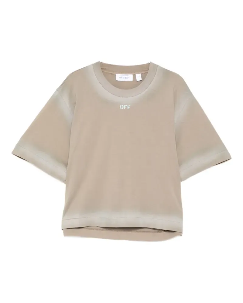 OFF-WHITE spray-effect logo stamped T-shirt - Nude Nude