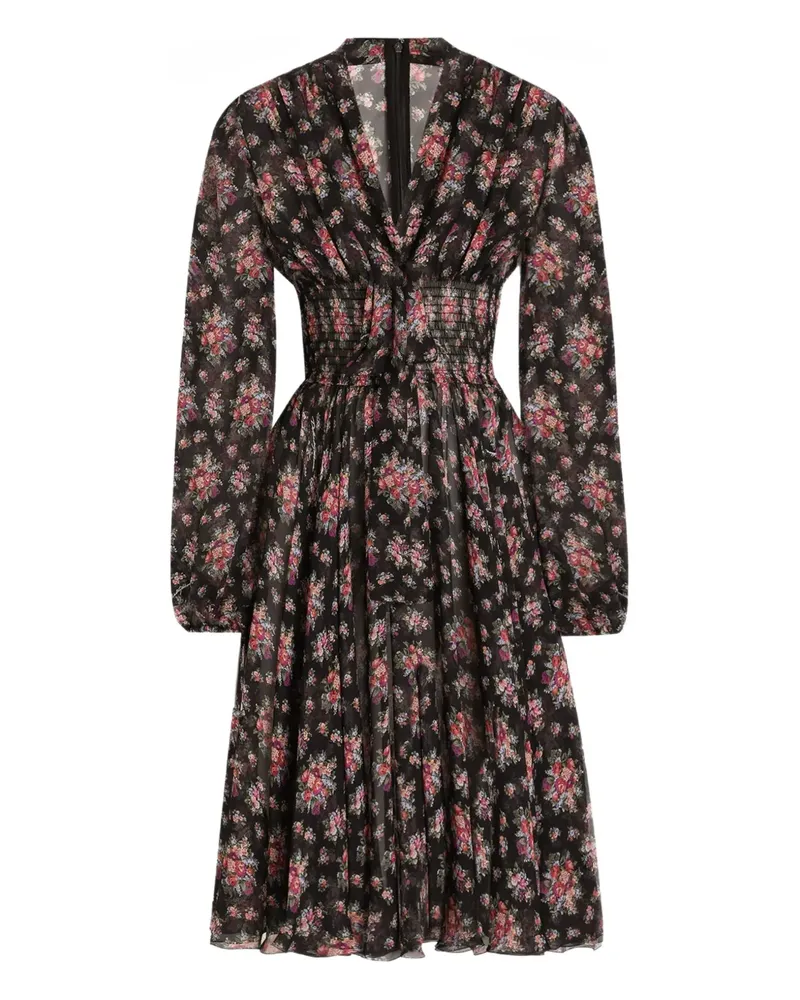 Dolce & Gabbana Midikleid mit Blumenmuster - Schwarz Schwarz