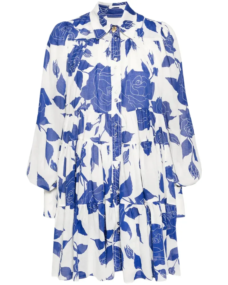 Aje. Hemdkleid mit Rosen-Print - Weiß Weiß