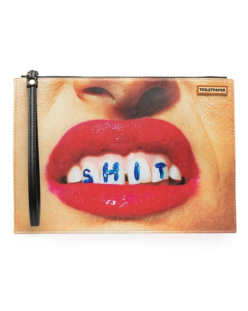 Seletti Clutch mit Print - Nude Nude