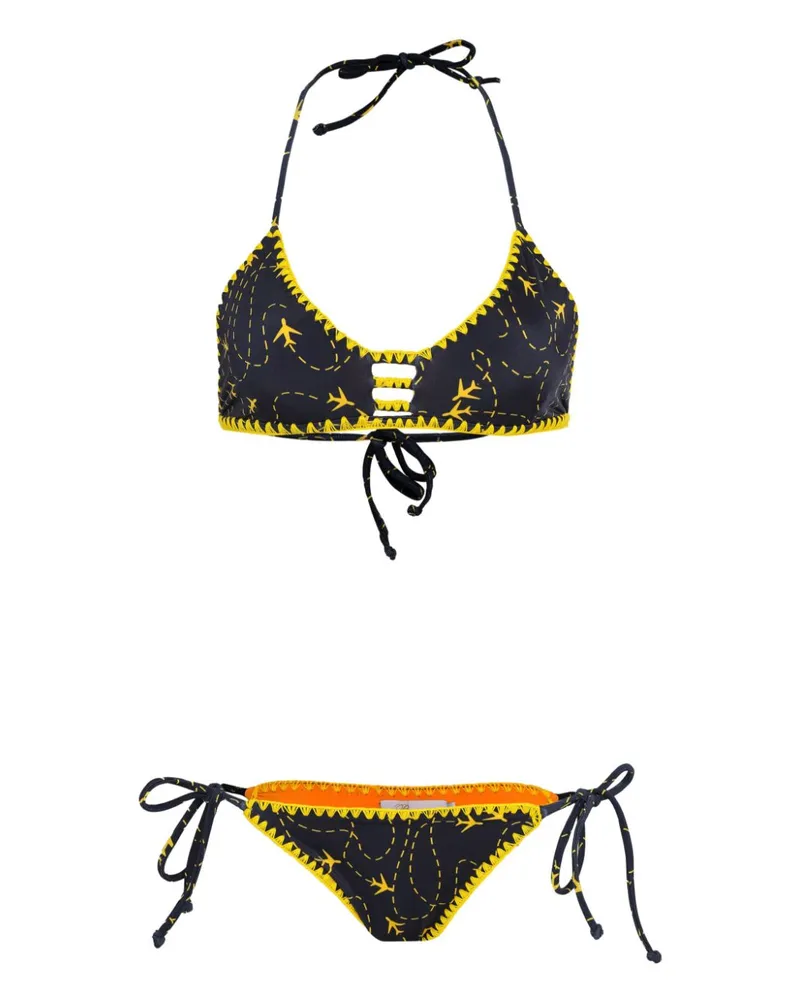 BRIGITTE Bikini mit Flugzeug-Print - Blau Blau