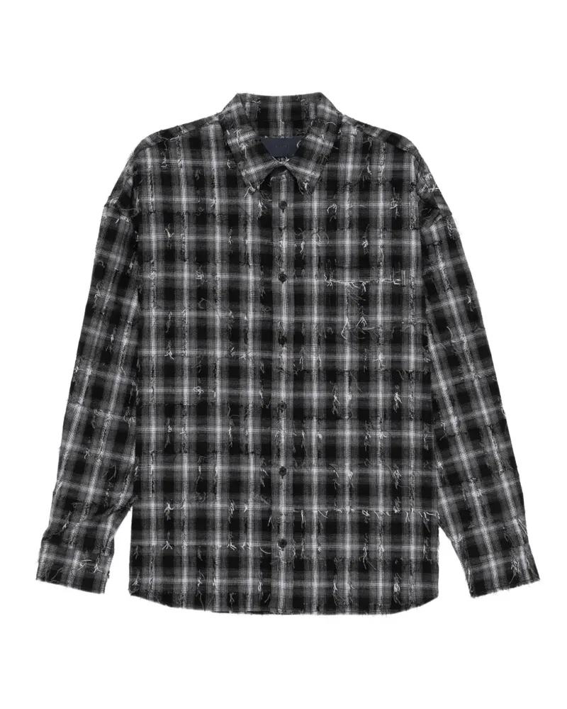 JUUN.J distressed check shirt - Schwarz Schwarz