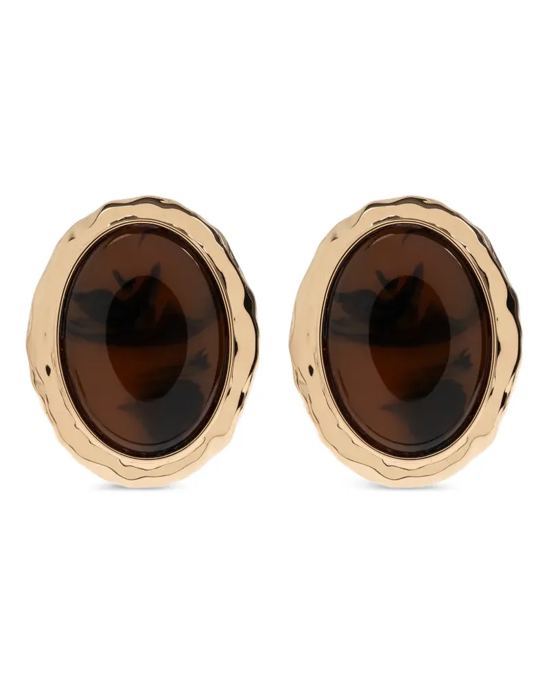 Self-Portrait tortoiseshell round-shape earrings - Gold Gold