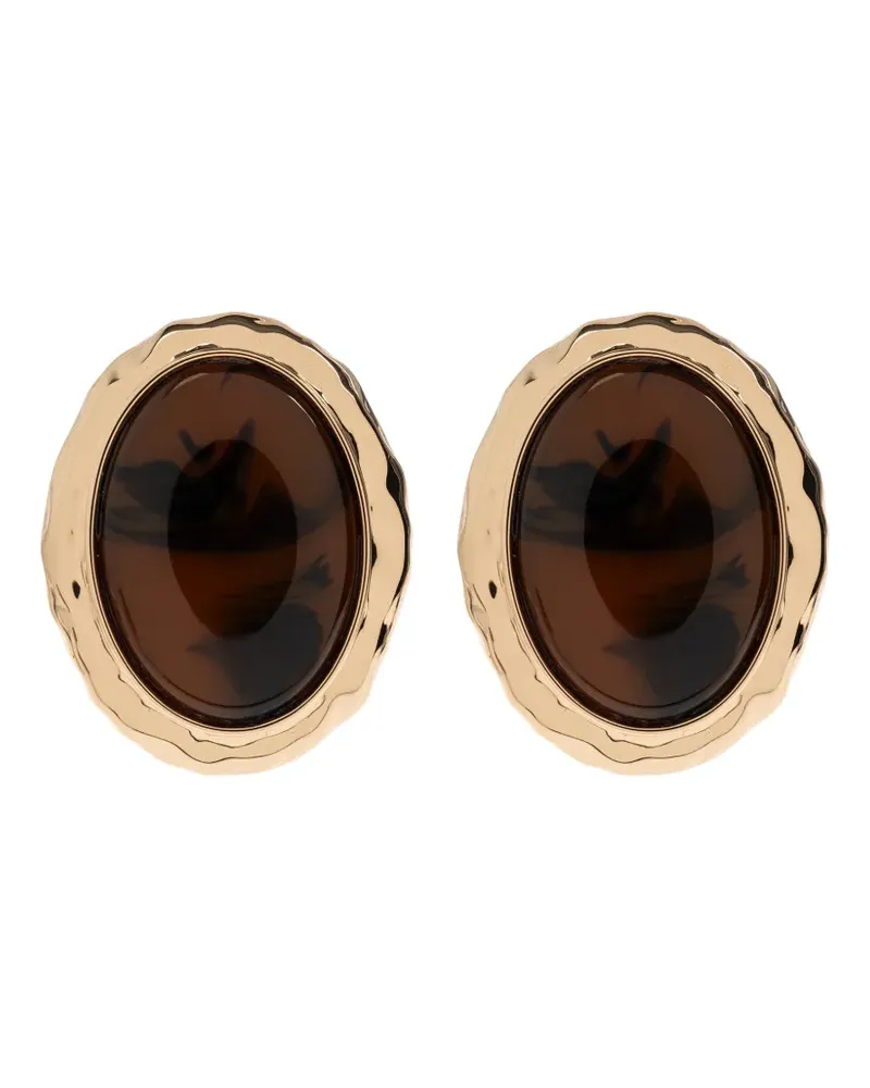 Self-Portrait tortoiseshell round-shape earrings - Gold Gold