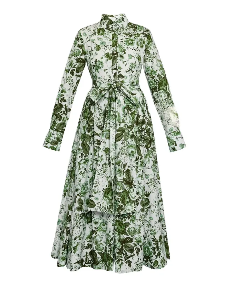 Erdem Midikleid mit Blatt-Print - Weiß Weiß