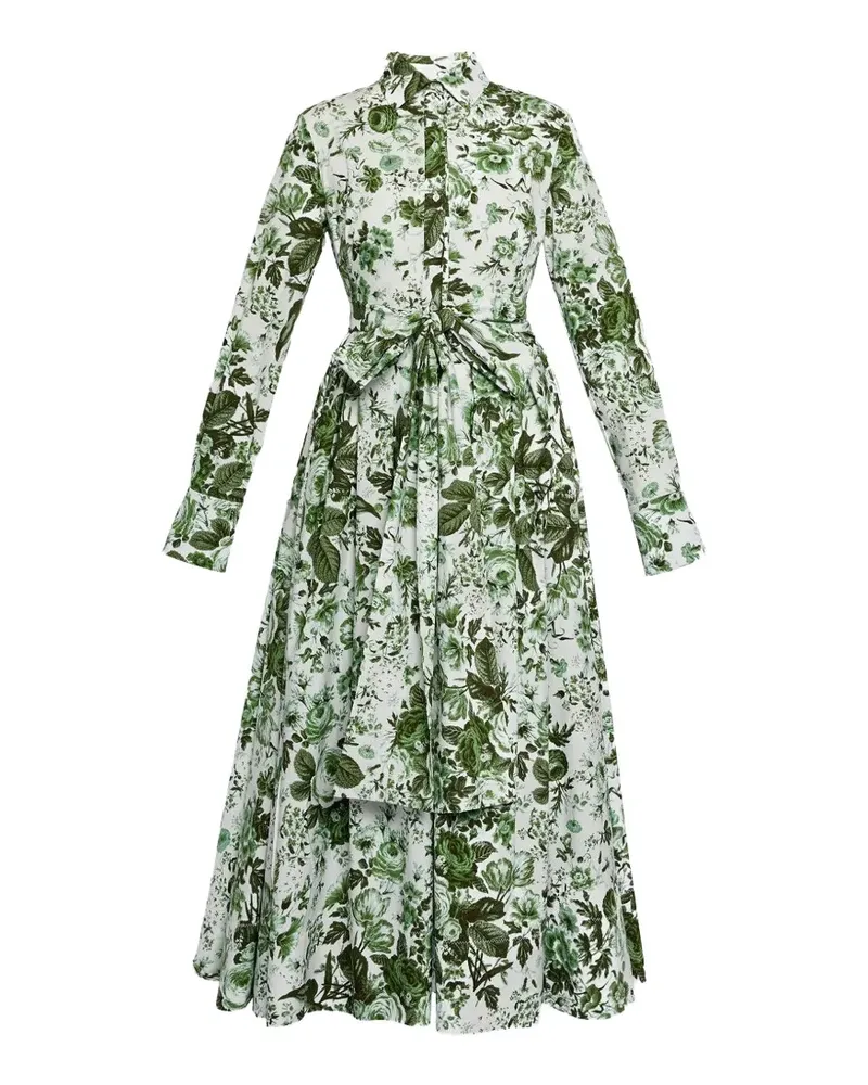 Erdem Midikleid mit Blatt-Print - Weiß Weiß