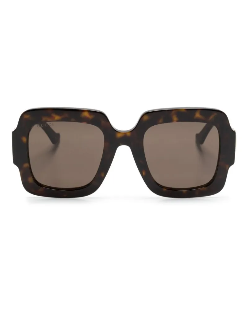 Gucci Sonnenbrille mit eckigem Gestell - Braun Braun