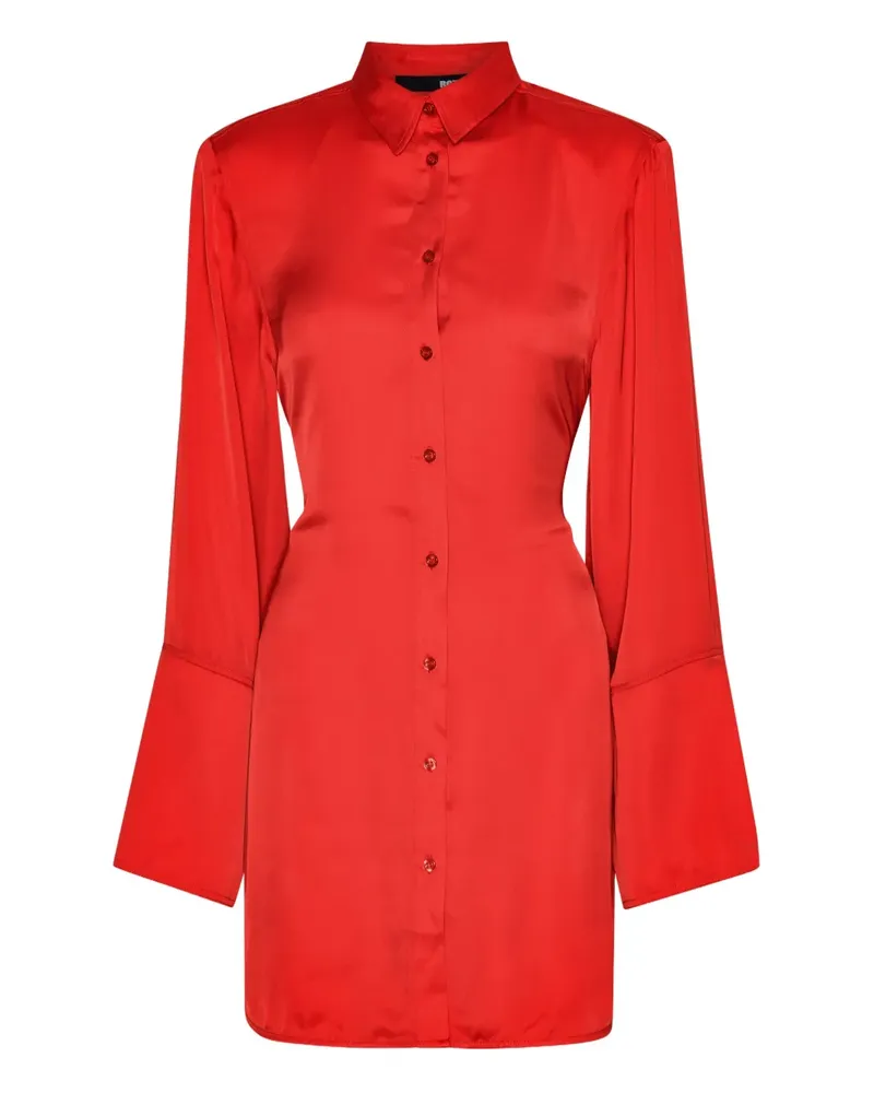 ROTATE Birger Christensen Hemd-Minikleid mit Schleifenverschluss Rot