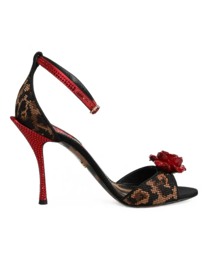 Dolce & Gabbana leopard-print crystal-embellished sandals - Braun Braun