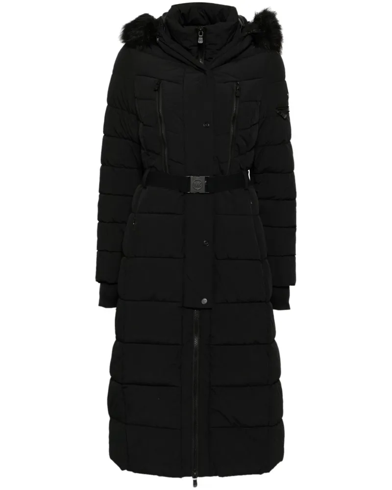 Michael Kors Langer Scuba-Mantel mit Gürtel - Schwarz Schwarz