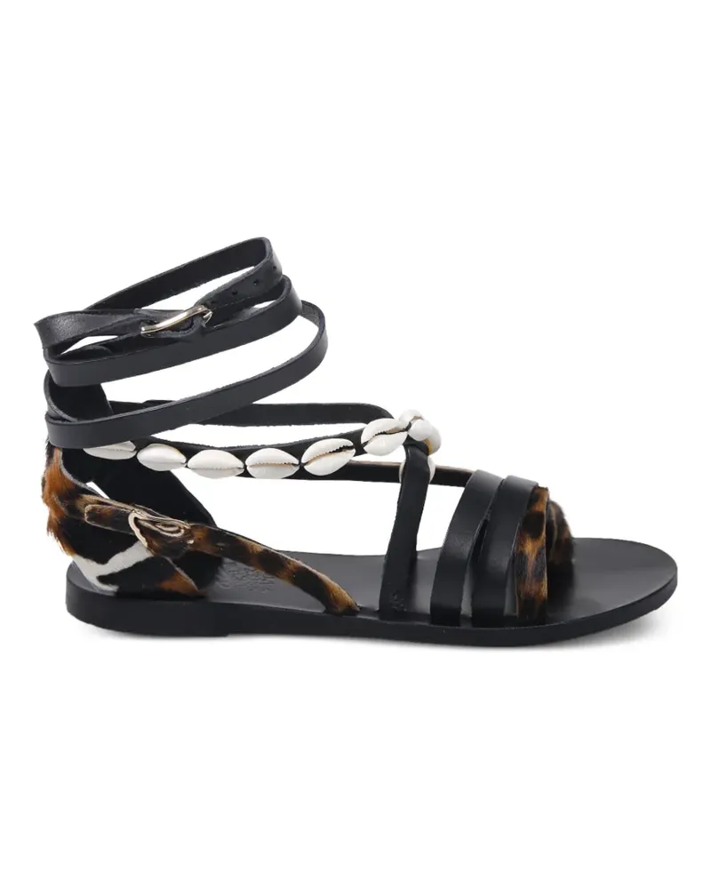 Ancient Greek Sandals Satira shell-embellished sandals - Schwarz Schwarz