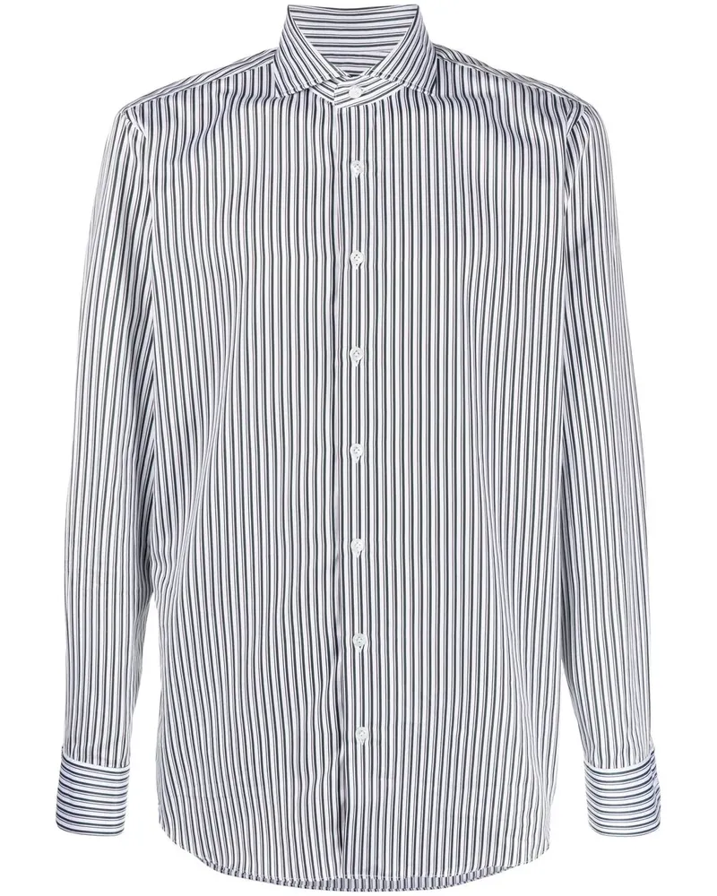 LARDINI Gestreiftes Hemd - Weiß Weiß