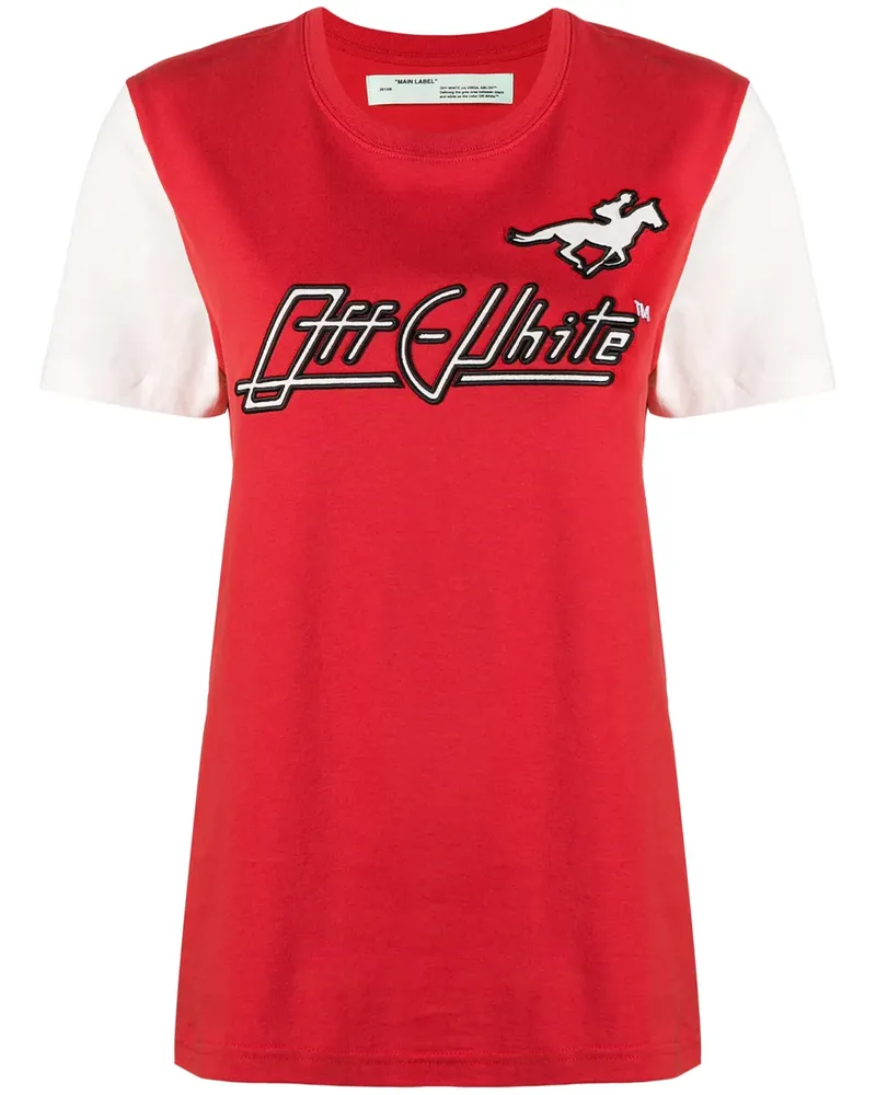 OFF-WHITE T-Shirt mit Logo-Stickerei - Rot Rot