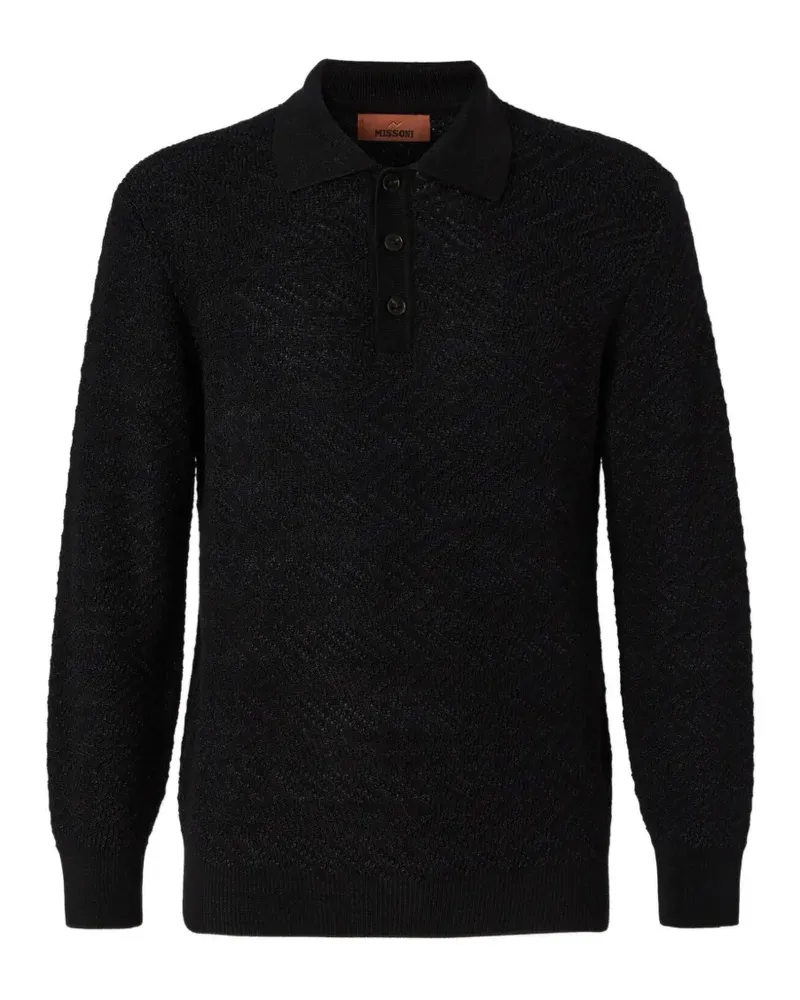 Missoni Gestricktes Poloshirt mit Zickzackmuster - Schwarz Schwarz