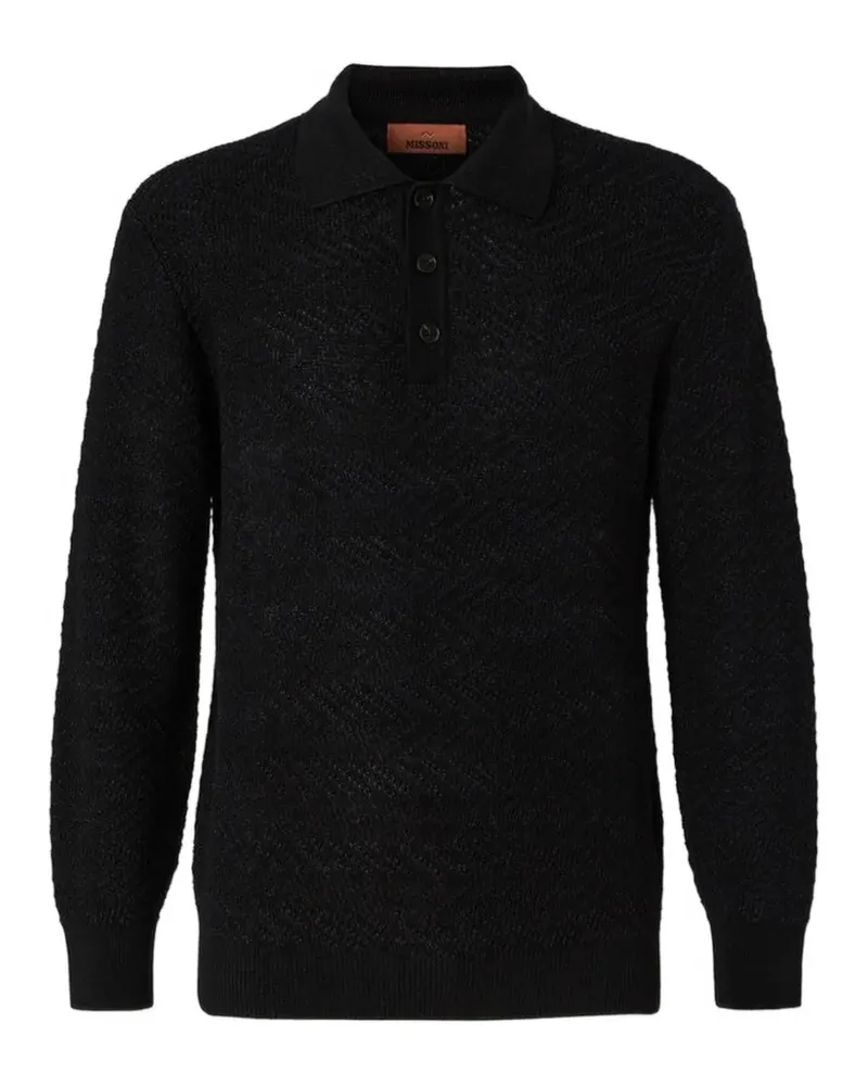 Missoni Gestricktes Poloshirt mit Zickzackmuster - Schwarz Schwarz