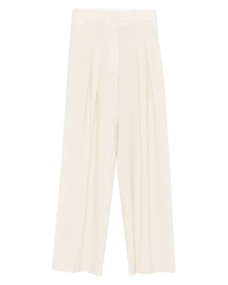 forte_forte Wide-Leg-Hose mit Bundfalten - Nude Nude