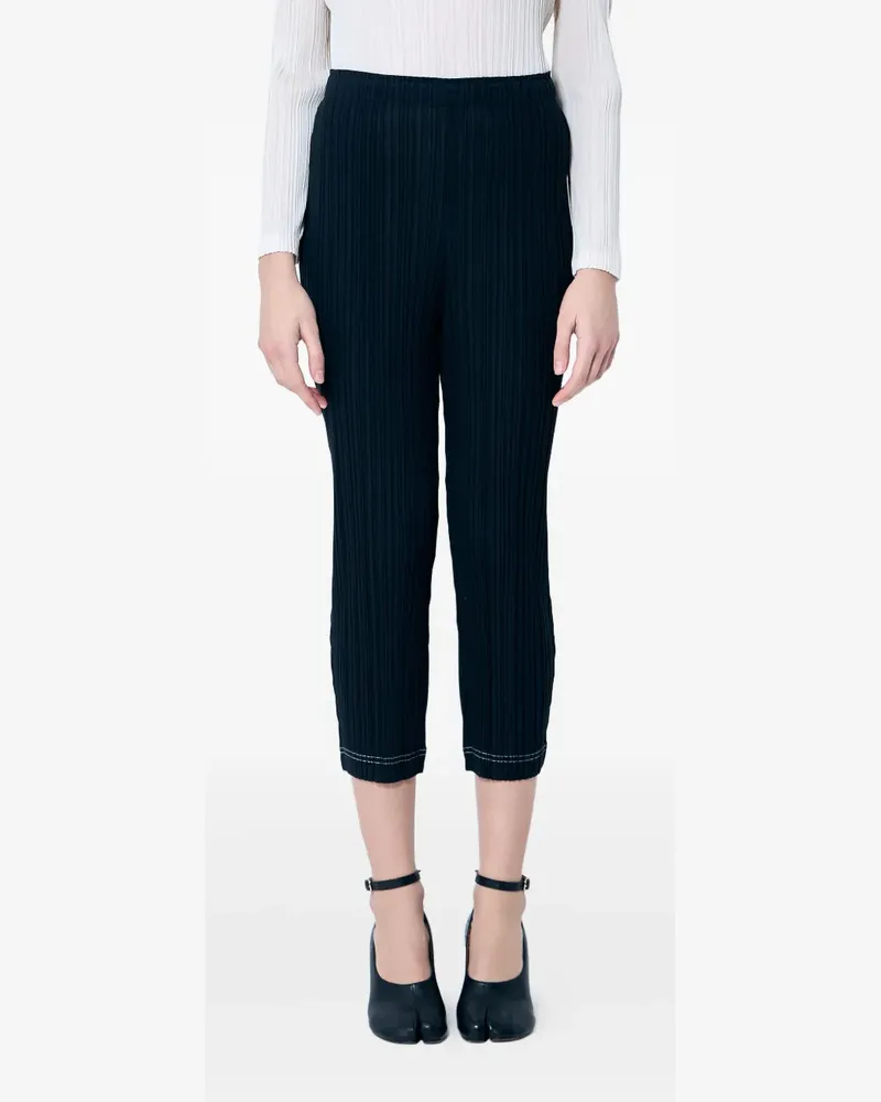 Issey Miyake Cropped-Hose mit Bundfalten - Schwarz Schwarz