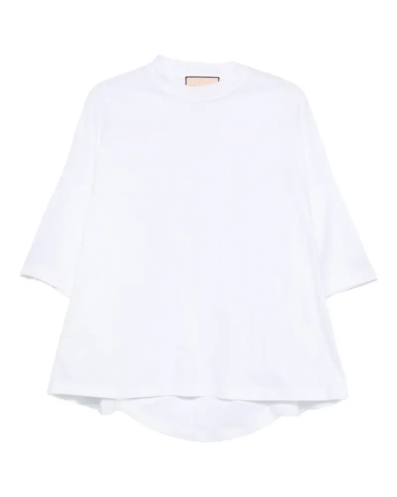 PLAN C T-Shirt mit abgerundetem Saum - Weiß Weiß