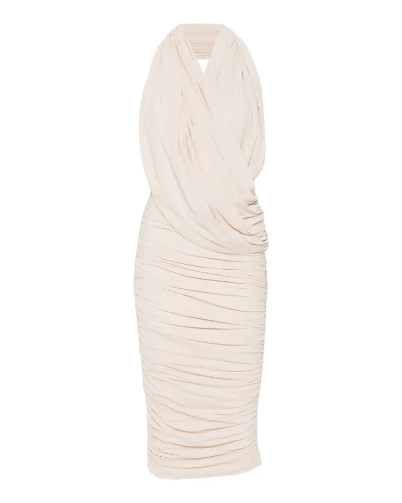 Amazuìn Gerafftes Manoon Neckholder-Midikleid - Nude Nude