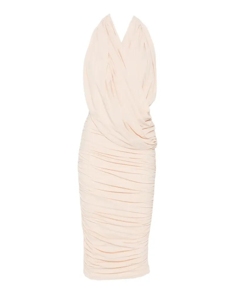 Amazuìn Gerafftes Manoon Neckholder-Midikleid - Nude Nude
