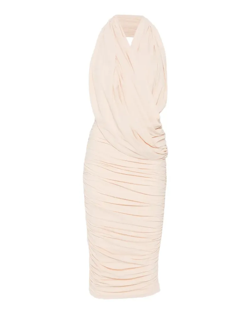 Amazuìn Gerafftes Manoon Neckholder-Midikleid - Nude Nude