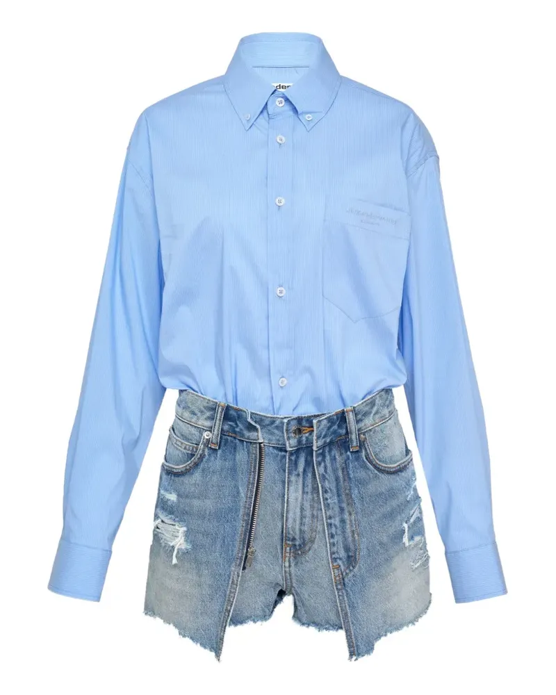 Alexander Wang frayed button-down romper - Blau Blau