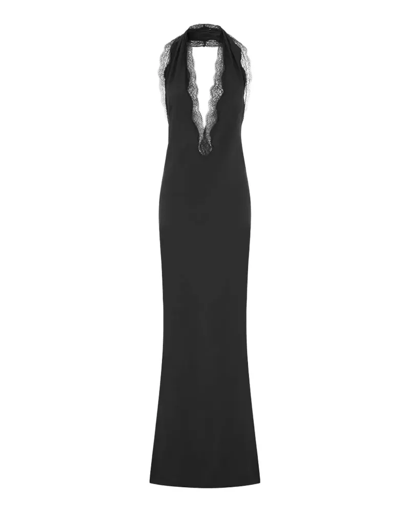16ARLINGTON Malena lace-trim gown - Schwarz Schwarz
