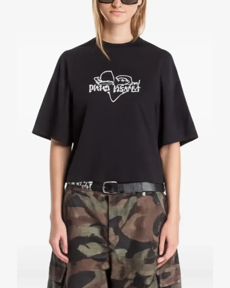 Palm Angels Kastiges Venice Love T-Shirt - Schwarz Schwarz