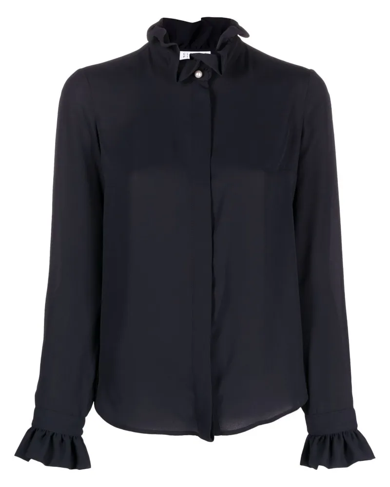 Claudie Pierlot Bluse mit Rüschenkragen - Blau Blau