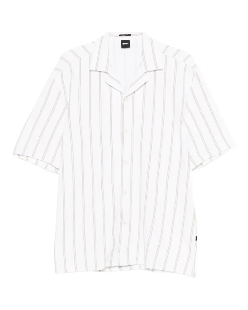 HUGO BOSS stripe-pattern ribbed shirt - Weiß Weiß