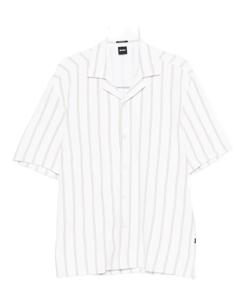 HUGO BOSS stripe-pattern ribbed shirt - Weiß Weiß