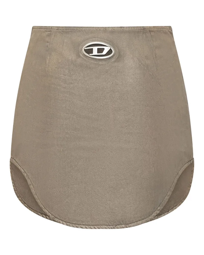 Diesel Asymmetrischer Rock mit Logo-Schild - Nude Nude