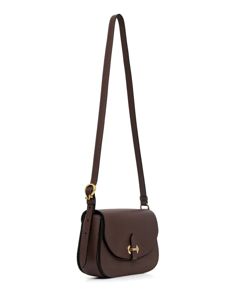 Pollini Fence grained logo-clasp cross-body bag - Braun Braun