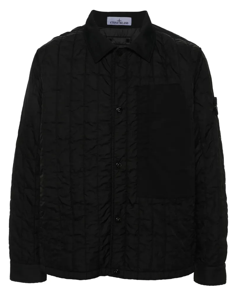 Stone Island Hemdjacke mit Knitteroptik - Schwarz Schwarz