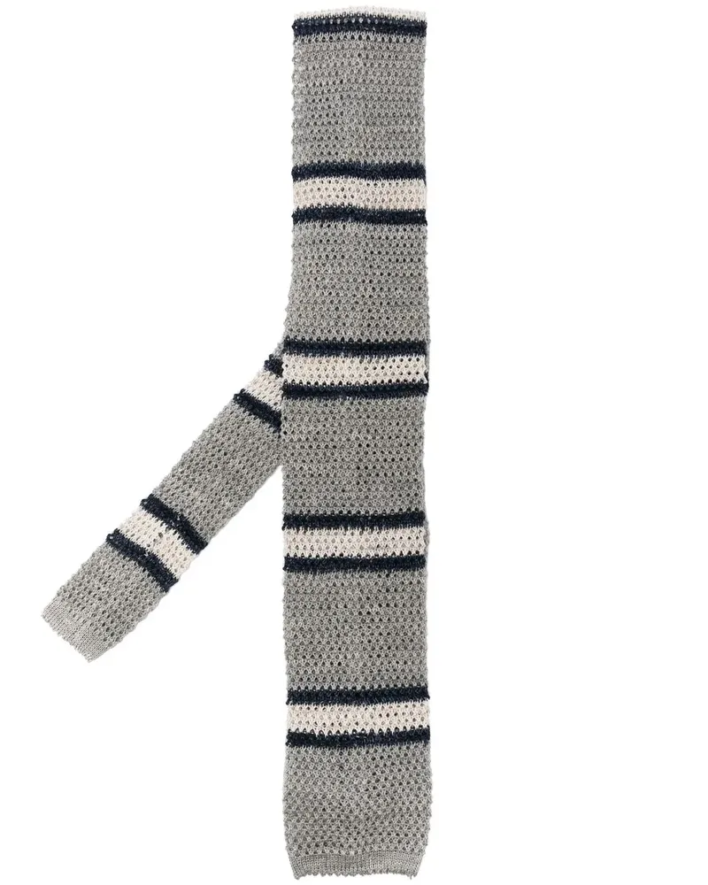 Brunello Cucinelli Gestrickte Krawatte mit Streifen - Grau Grau
