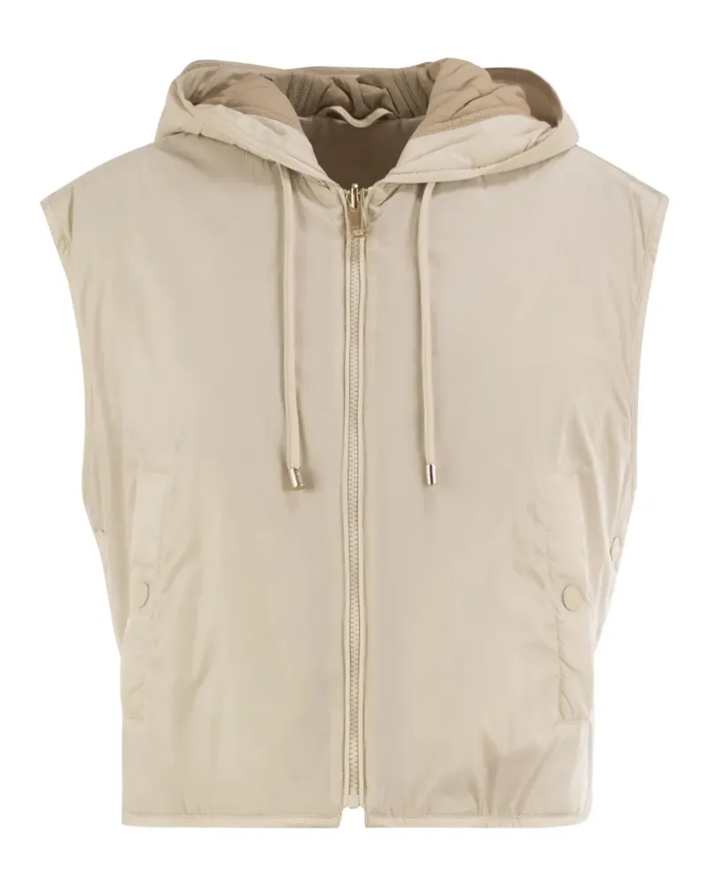 Max Mara reversible water-repellent canvas padded gilet - Ivory - Nude Nude