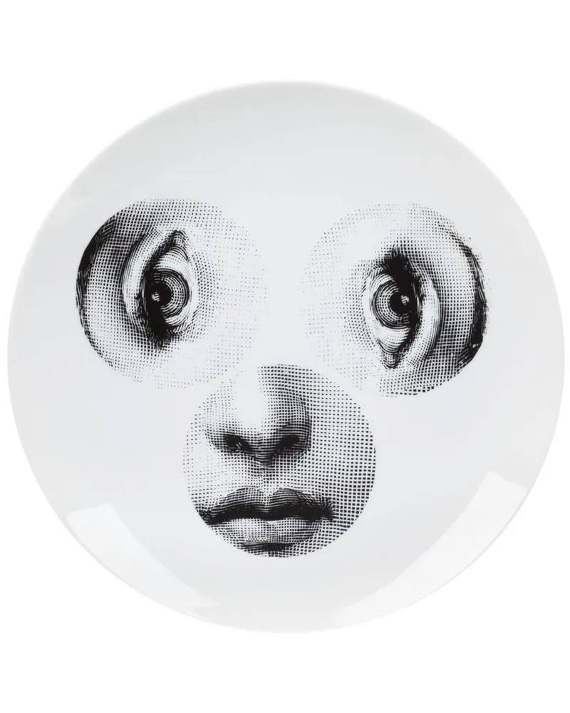 Fornasetti Teller mit Gesichtsmotiv - Weiß Weiß