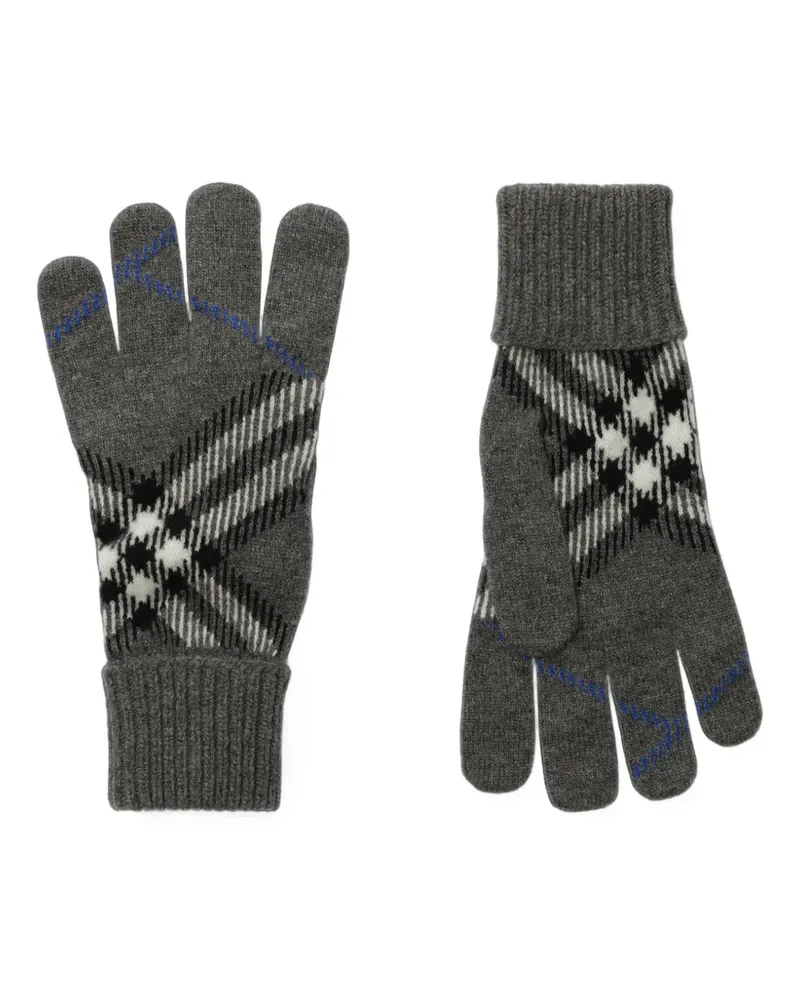 Burberry Check cashmere blend gloves - Grau Grau