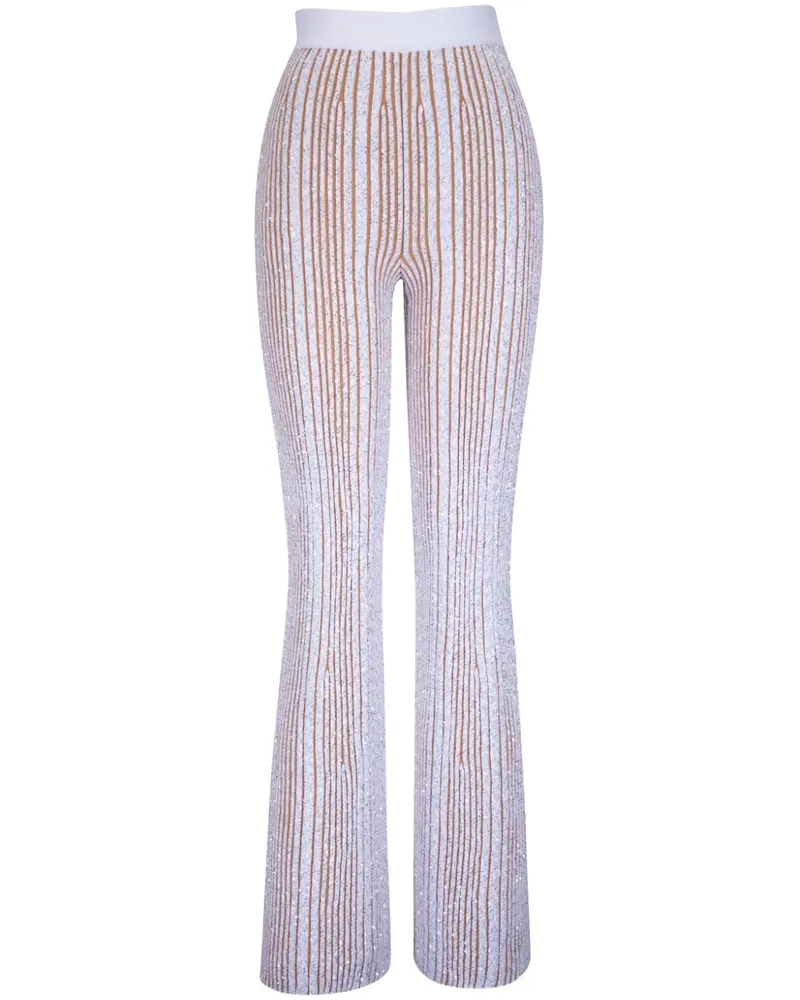 Missoni Gerippte Hose mit Pailletten - Weiß Weiß