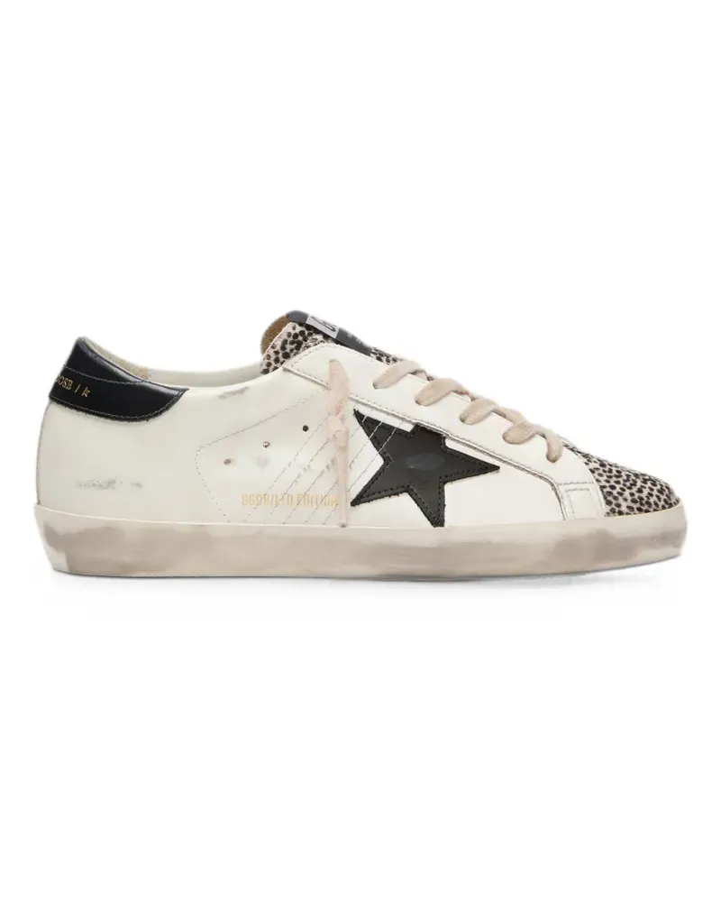 Golden Goose Super-Star LTD in white leather with black star and pony skin details sneakers - Weiß Weiß