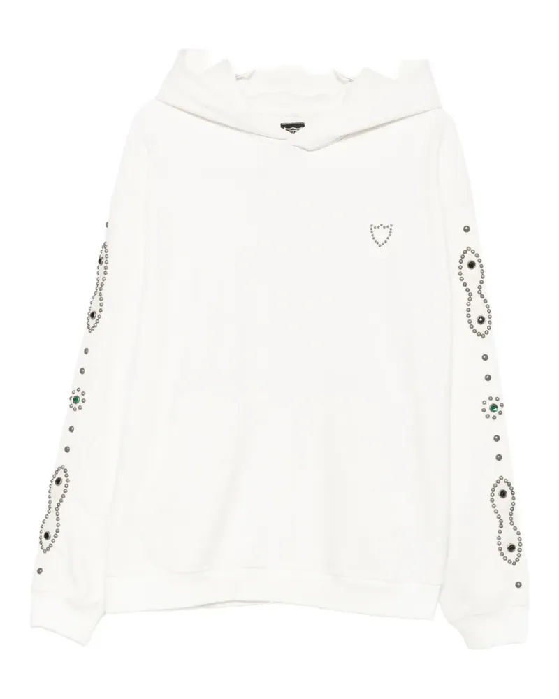 HTC Hollywood Trading Company Moustache stud-embellished crystal-embellished hoodie - Weiß Weiß