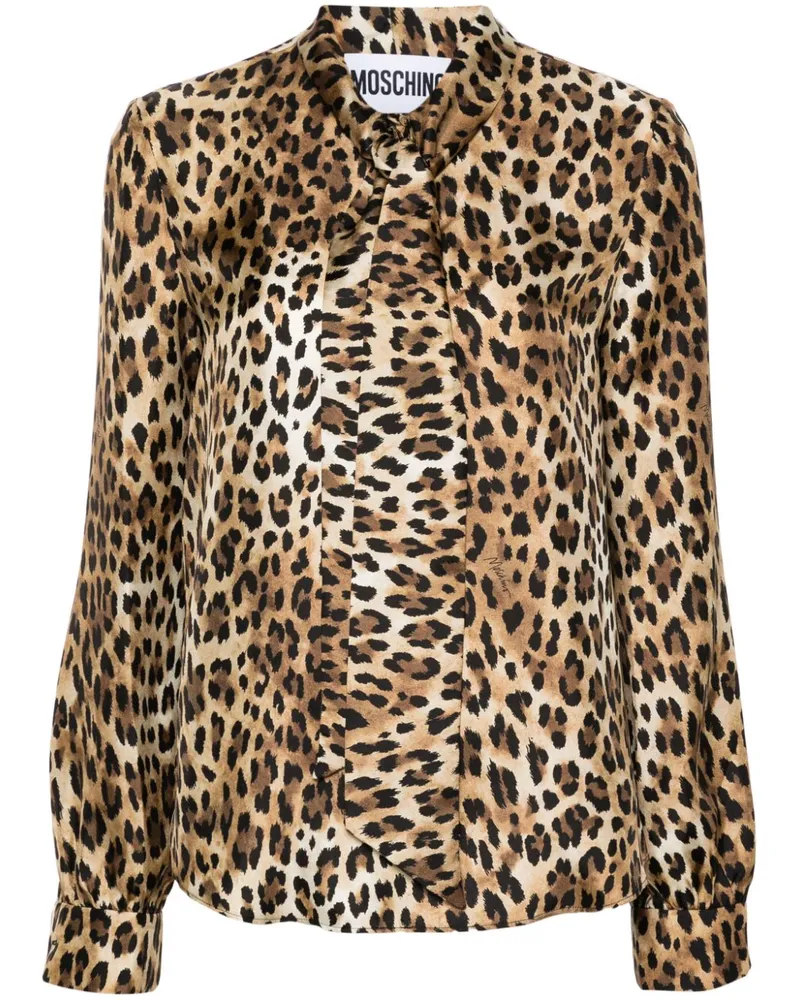 Moschino Bluse mit Leoparden-Print Braun